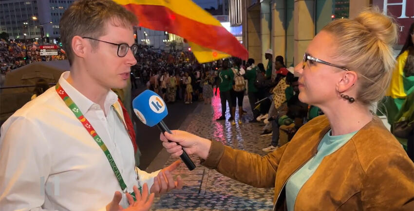 Diözesanjugendpfarrer Tobias Wolf über den WJT-Auftakt (Foto katholisch1.tv)