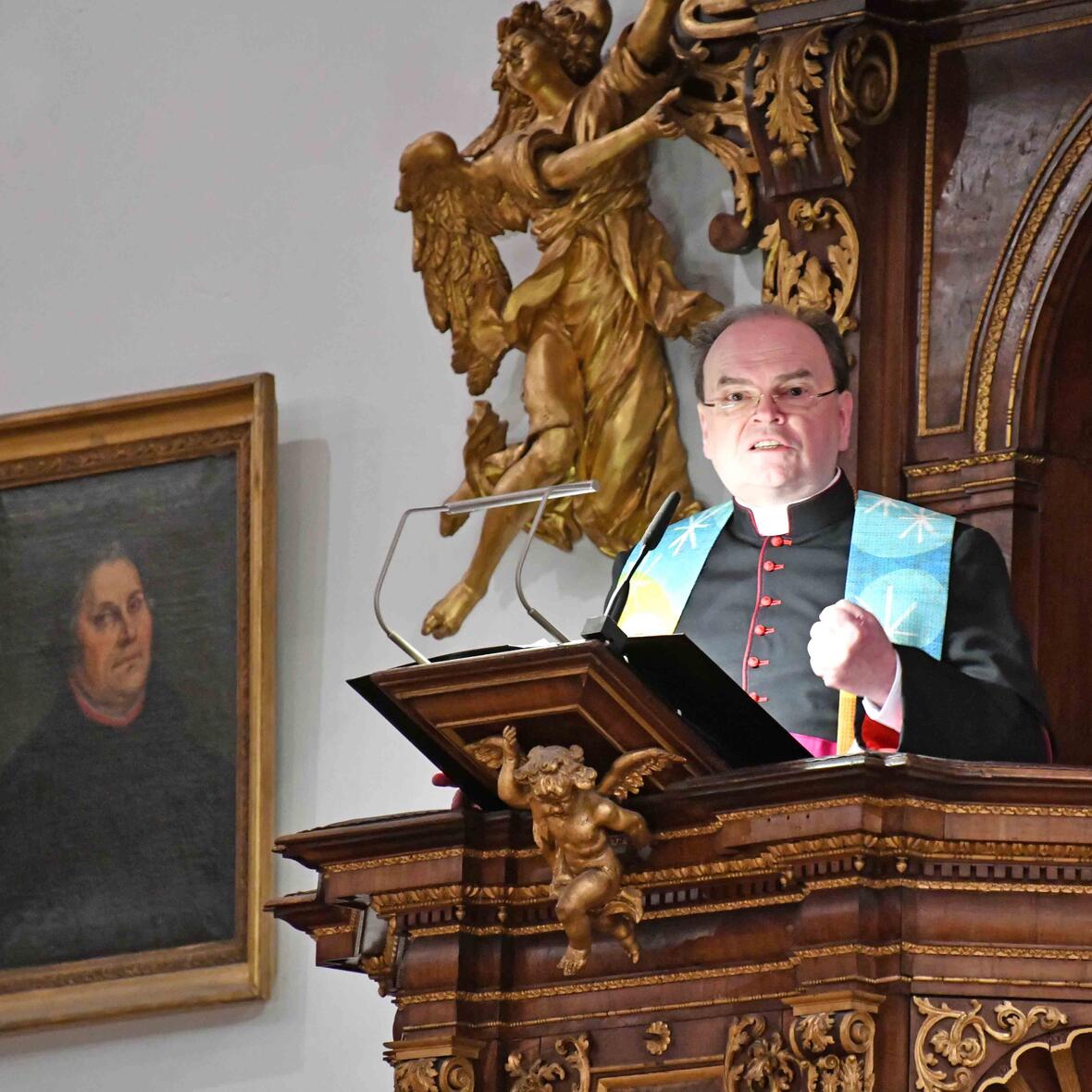 Mit Leidenschaft für die Einheit der Christen: Prälat Dr. Bertram Meier beim ökumenischen Gottesdienst zur weltweiten Gebetswoche. (Foto: Nicolas Schnall / pba)