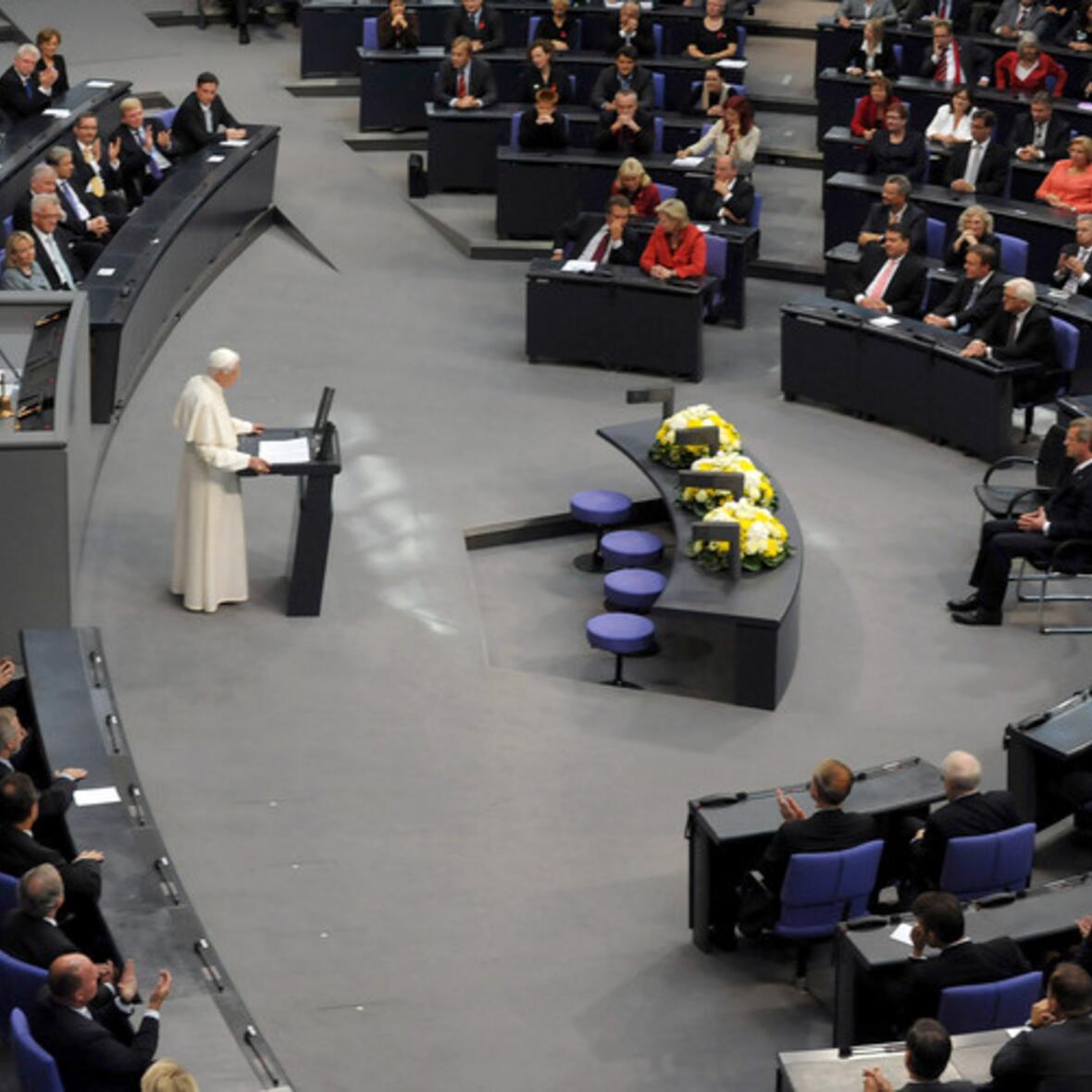 Papst Benedikt XVI. während seiner Rede vor dem Deutschen Bundestag