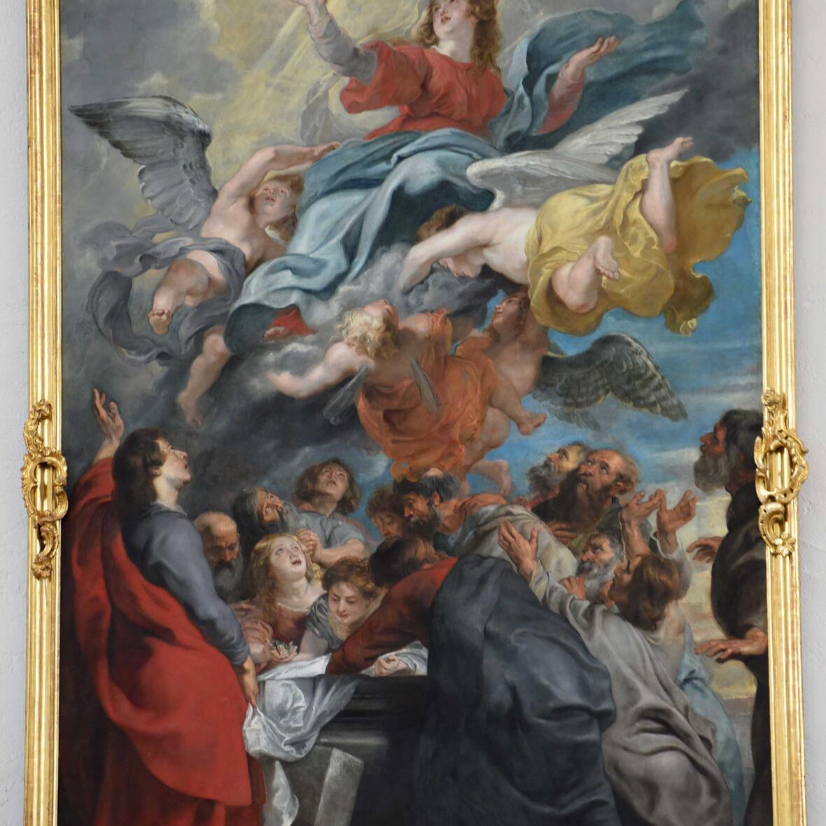 Darstellung der Aufnahme Mariens in den Himmel in der Wallfahrtskirche Heilig Kreuz in Augsburg. Foto: Maria Steber / pba 