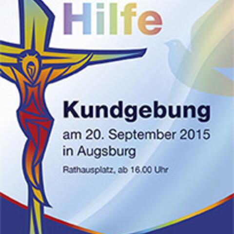 Das Plakat mit dem Motto der Veranstaltung liegt in vielen Augsburger Kirchen aus.