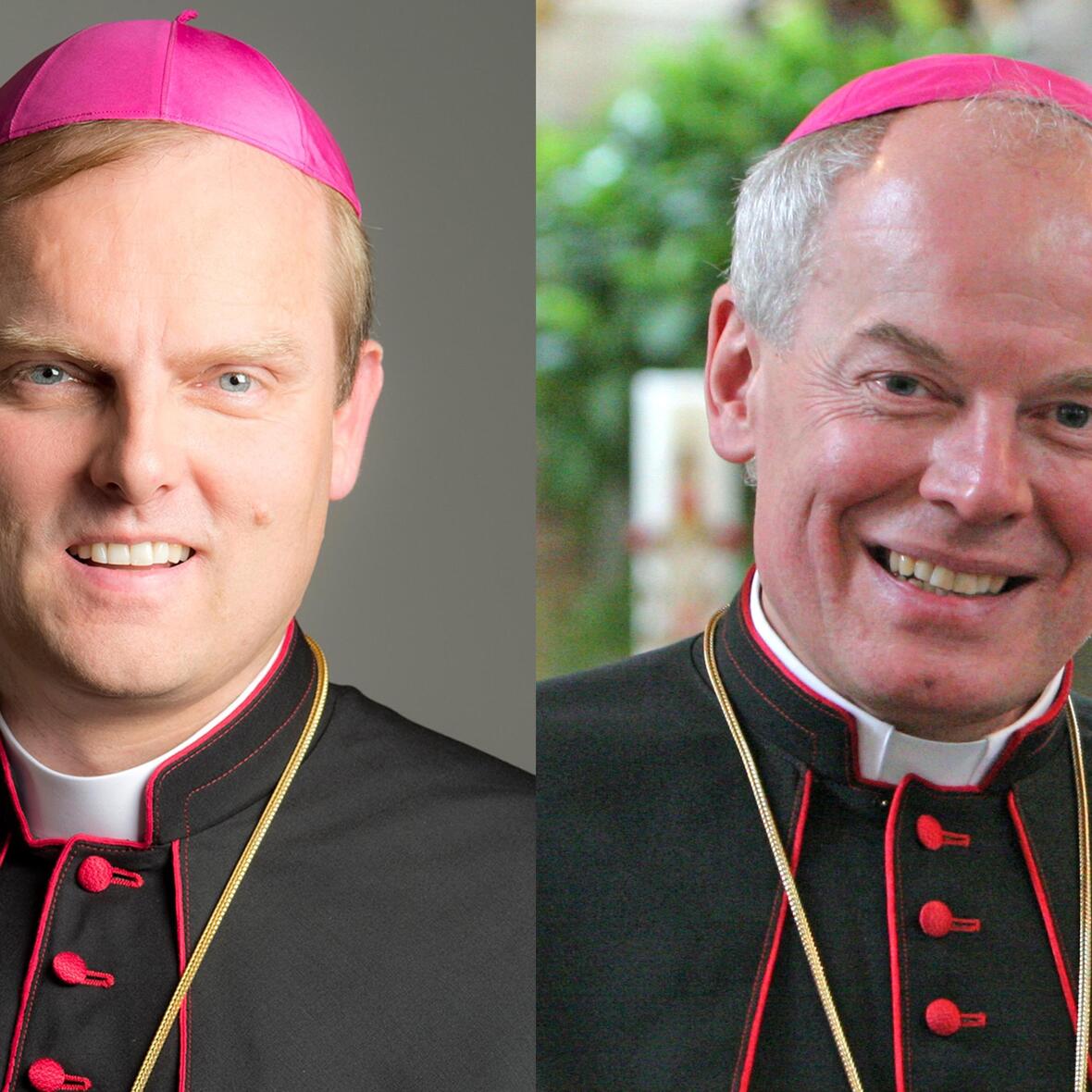 Die Weihbischöfe Florian Wörner (links) und Anton Losinger. (Fotos: Bernd Müller/Beatrice Schubert)