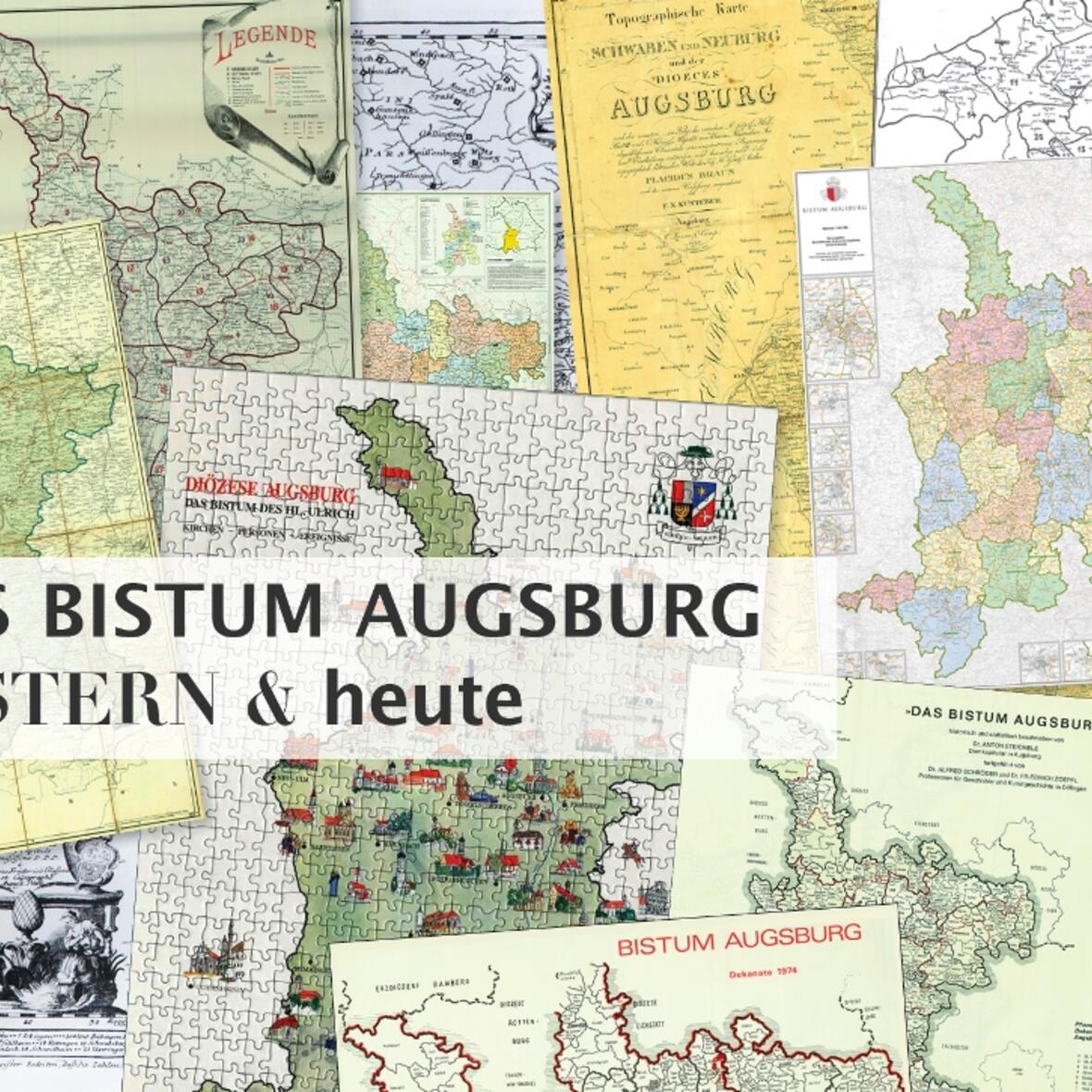 Bistumskarten aus dem Archiv des Bistums. (Collage: Sonja Haller/pba)
