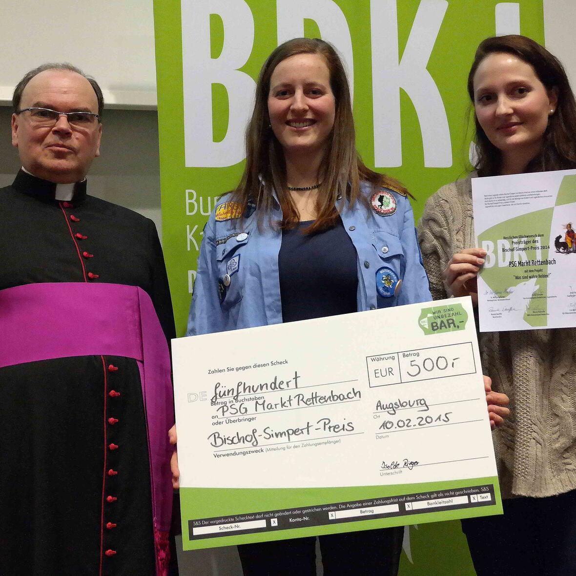 Der Bischof-Simpert-Preis ging an die Pfadfinderinnen von Markt Rettenbach (Foto: Maria Steber/pba). 