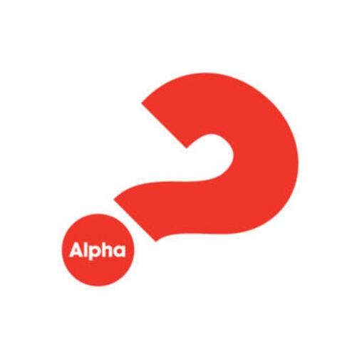 Rotes Fragezeichen mit Aufschrift Alpha