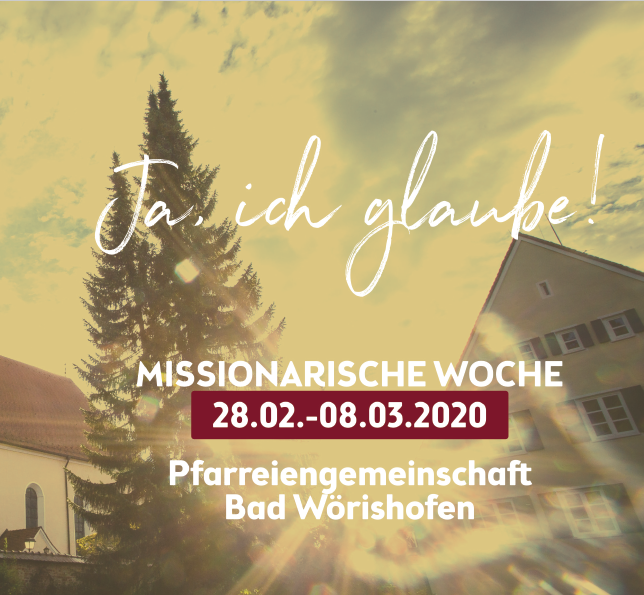 Flyer mit einer Tanne und einem Haus im Hintergrund.