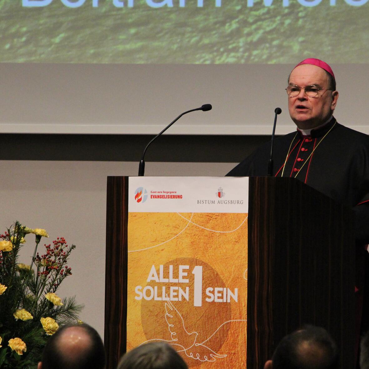 Bischof Dr. Bertram Meier sprach beim diesjährigen Studientag ein Grußwort und betonte die Rolle der Freiheit bei der Evangelisierung 